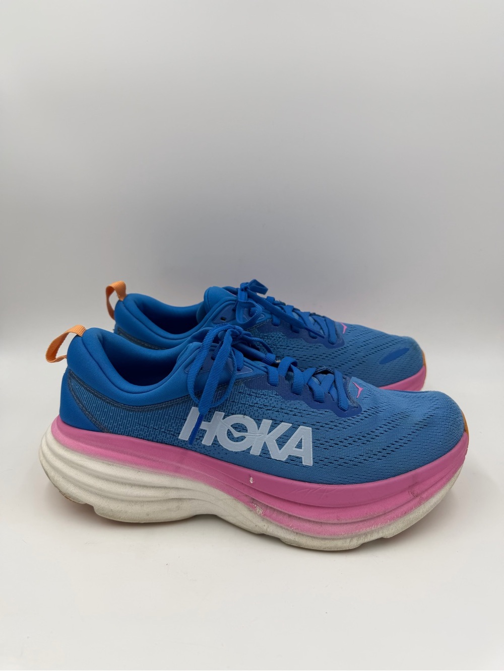 HOKA Bondi 8 Coastal Sky Blue Pink Low Top Mesh Running Shoes Women’s Size 10B